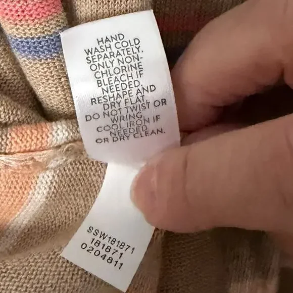 J. Jill Striped Linen Rayon Open-Front Cardigan Women’s M Bamboo Multi NEW - Picture 6 of 6